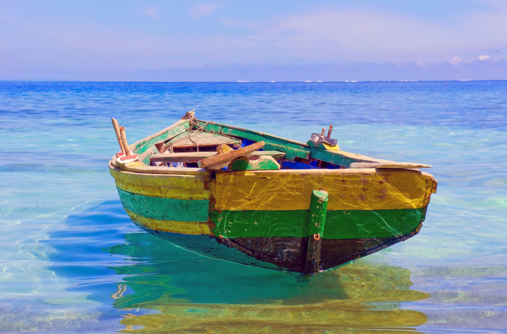 Haitian,Fishing,Boat:,An,Old,Fishing,Boat,Docked,Near,Labadee,